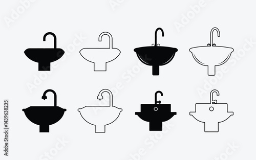 Vector Bathroom Sinks Illustrations On White Background