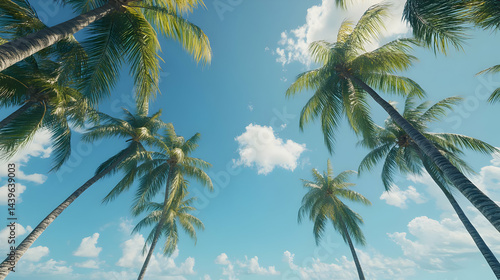 Tropical Getaway: Idyllic Palm Trees on a Sunny Beach