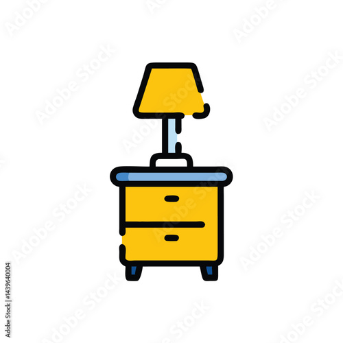 nightstand with lamp on white background for web and graphic design