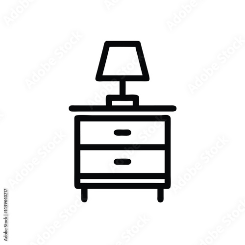 nightstand with lamp on white background for web and graphic design
