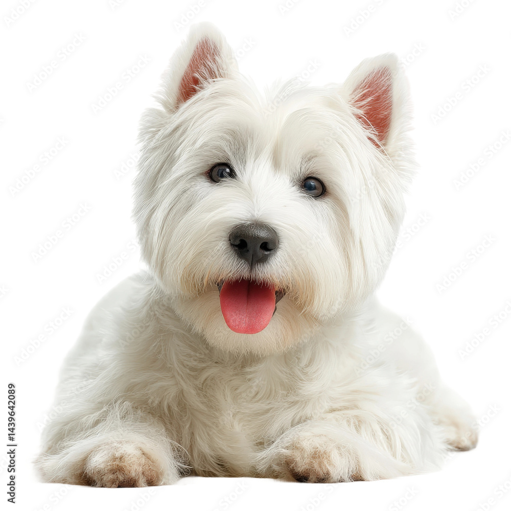Cute West Highland White Terrier Dog Isolated on Transparent Background. Cute West Highland White Terrier Dog Isolated on Transparent Background.
