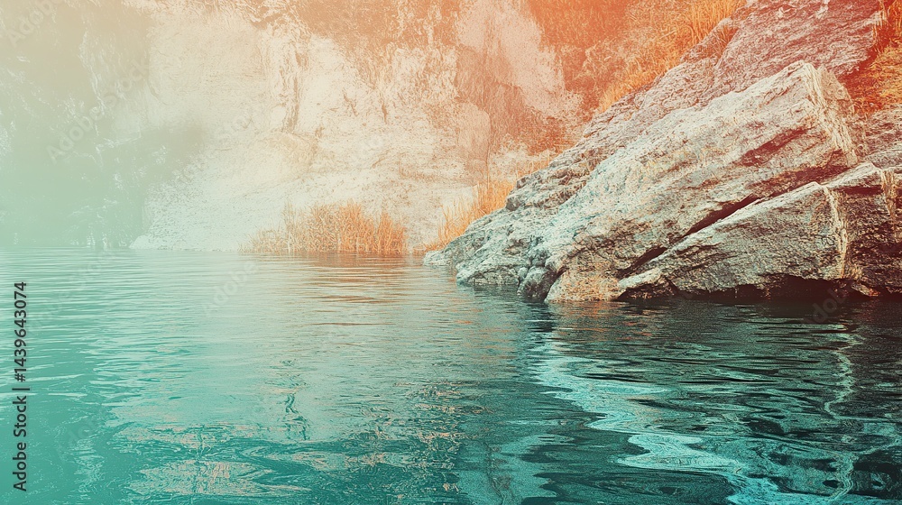 Tranquil mountain lake scene Tranquil mountain lake scene