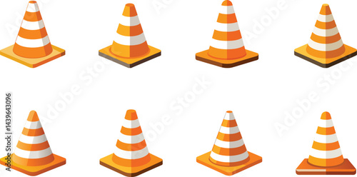 Orange and white traffic cones safety construction warning