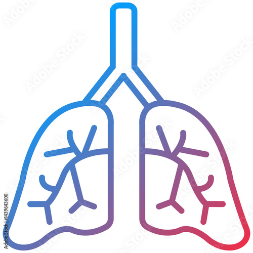 Lungs Line Icon Style