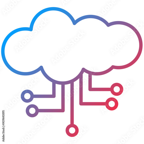 Cloud Computing Line Icon Style