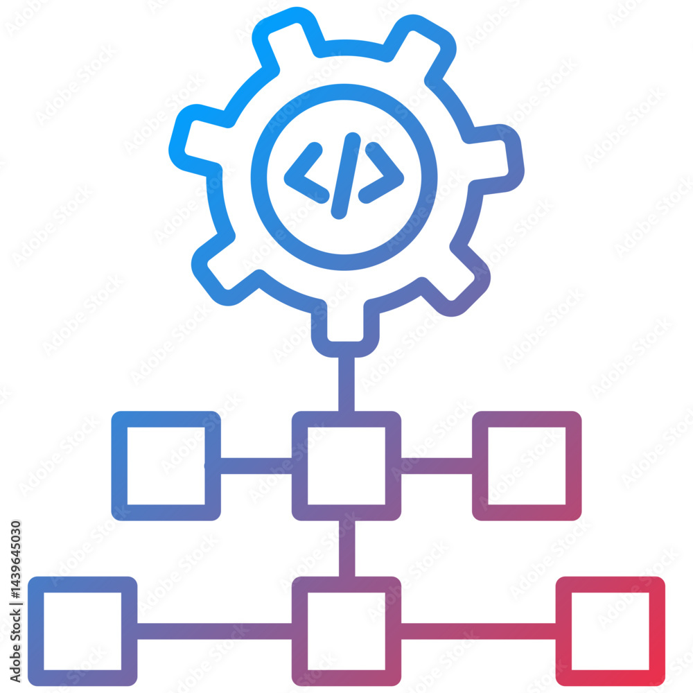 Obraz premium Algorithm Line Icon Style