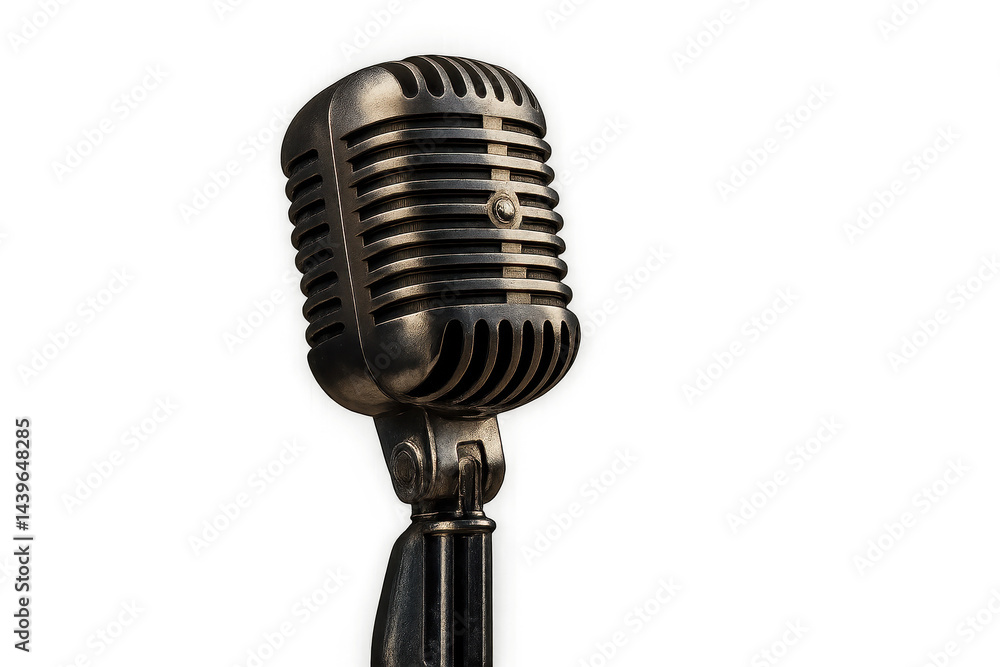 Fototapeta premium Vintage Microphone on Stand for Retro Music and Performance Themes
