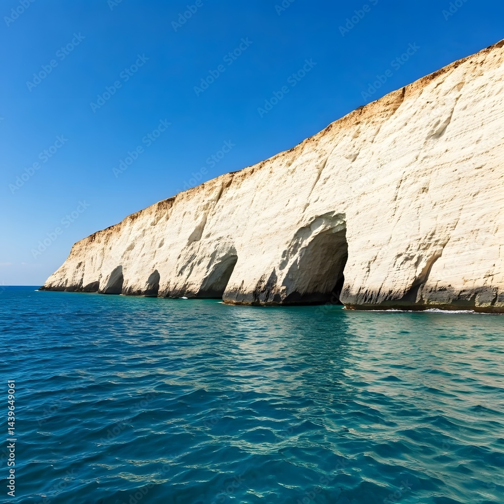 Fototapeta premium Rosh Hanikra Coastal Cliffs and Natural Caves of Israel