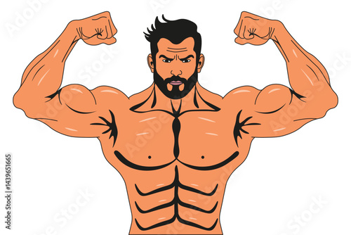 Cartoon Athlete isolated white background, Bodybuilder vector illustration, perfect template design for sport fitness club poster banner flyer cover print, EPS 10
