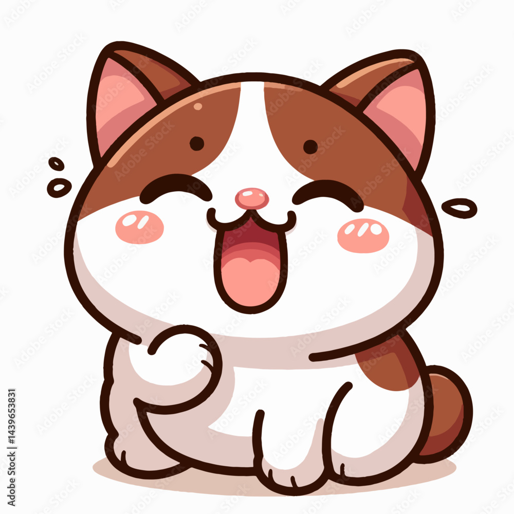 Obraz premium Digitally illustrated cartoon representation of a friendly, joyful cat.