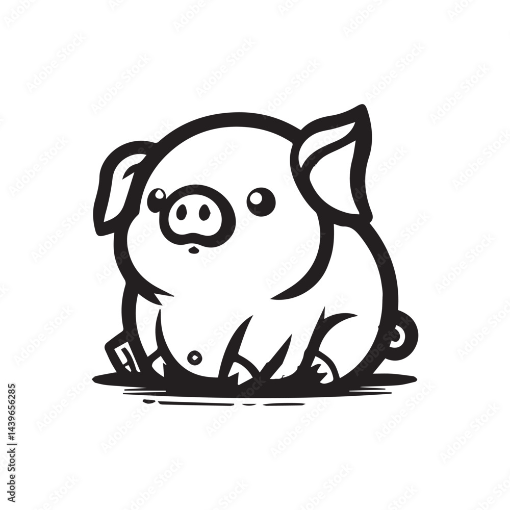 A cute and chubby pig cartoon logo featuring a smiling, happy pig with a big round belly. Perfect for kids' brands, farm-themed projects, mascots, or fun product packaging. A cute and chubby pig cartoon logo featuring a smiling, happy pig with a big round belly. Perfect for kids' brands, farm-themed projects, mascots, or fun product packaging.