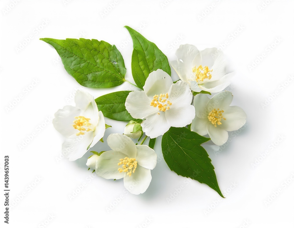 Obraz premium Fragrant Jasmine Blooms: A Serene Floral Arrangement