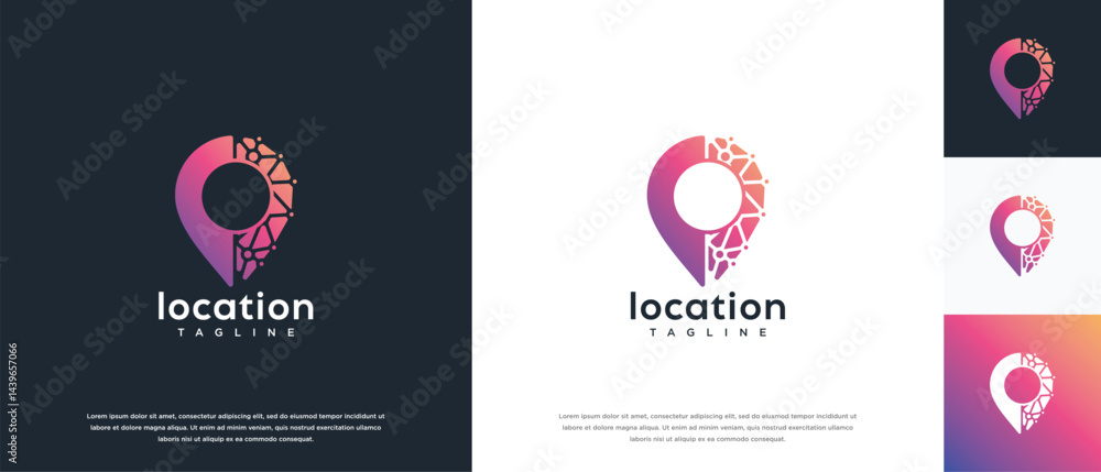 smart technology logo design template location. technology location logo icon smart technology logo design template location. technology location logo icon