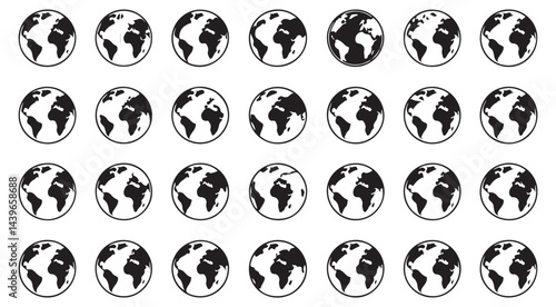 Set of Planet Earth Icons for Technology and Communication Applications