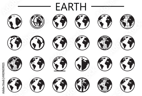 Set of Earth and World Icons for Digital and International Projects