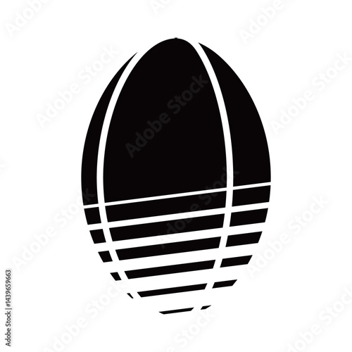 ラグビーボールのモノクロアイコンイラスト（ベクター・切り抜き）