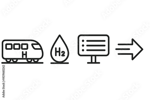 Rail-renewable icons showing vehicle, fuel, time, and velocity