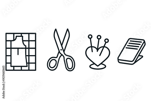 Design icons highlighting pattern, cut, pin, and stitch tools