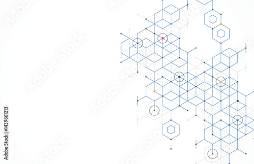 Abstract geometric boxes pattern dot line connection background. Modern technology with square mesh. Geometric on white background with lines. Cube cell. Vector illustration