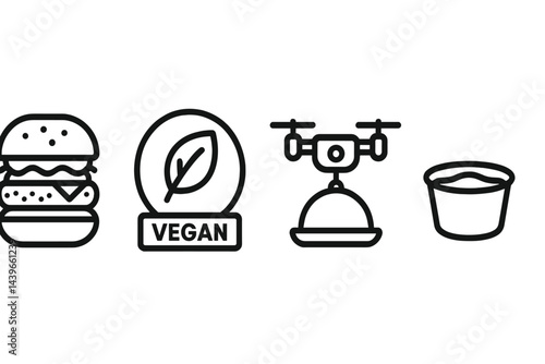 Restaurant icons uniting indulgence, ethics, tech, and flavor