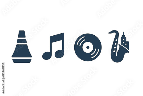 Jazz icons fusing instrument detail, motif, medium, and locale