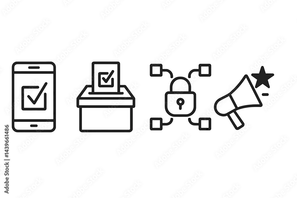 E-voting icons merging device, submission, security, and announcement E-voting icons merging device, submission, security, and announcement