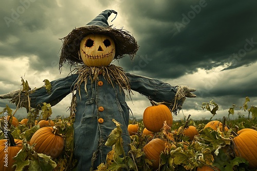 scarecrow and pumpkins