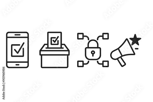 E-voting icons merging device, submission, security, and announcement
