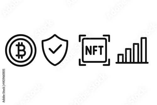 Web3 icons uniting asset, security, token art, and metrics