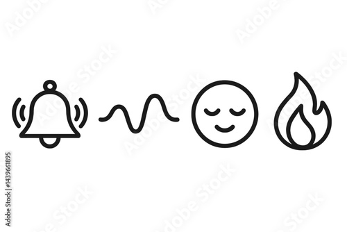 Habit-building icons blending sound, breath, emotion, and progress