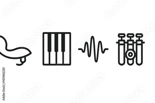 The icons for studying instruments include those for strings, keys, rhythm, and brass
