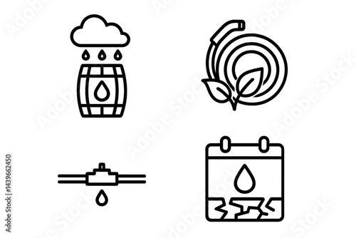 The icons of conservation depict the concepts of collection, delivery, control, and timing