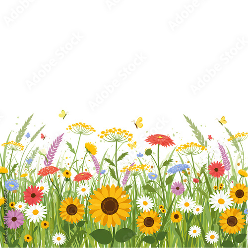 Beautiful Wildflower Meadow Illustration