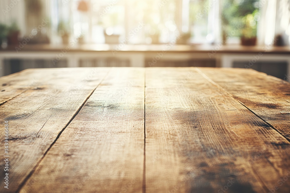 Wooden table top with sunlight Wooden table top with sunlight