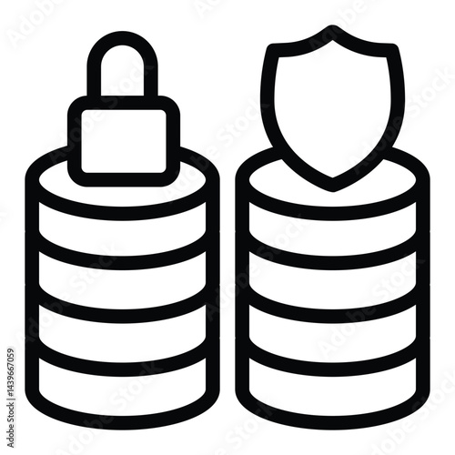 Protected and locked database arrays line icon, dataset concept. Vector graphics. Secure data storage, safety sign on white background, style for mobile or design.