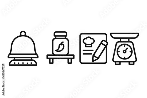 Icons of culinary class that include timing, flavor, notes, and measurement are featured