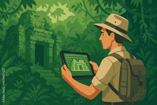 The scene of a flat expedition combines heritage discovery with remote sensing technology