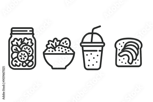 Icons of clean eating that display popular nutrient-rich menu items