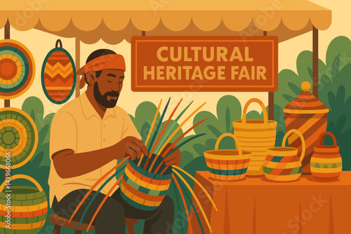 Scene of a flat artisan market highlighting classic craftsmanship and design