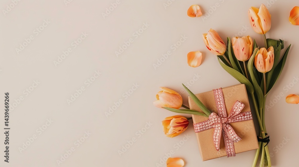 Obraz premium Mother's Day Apricot Background: Blending Soft and Warm Tones, Painting a Poetic Scroll of the Interweaving of Cozy Affection and Gratitude on Mother's Day