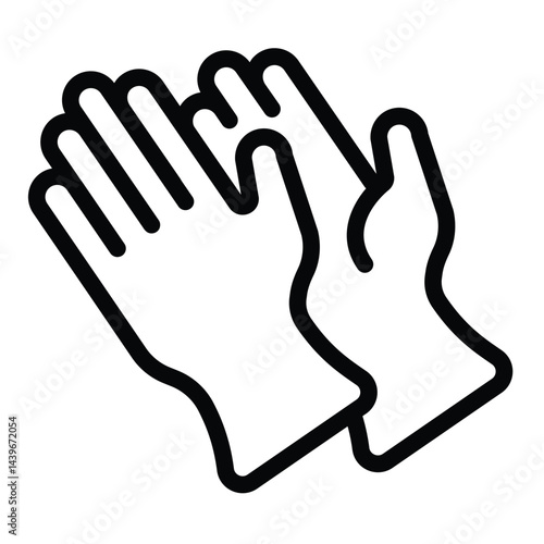 Builder rubber gloves line icon, making road concept. Vector graphics. Rubber gloves pair, construction sign on white background, style for mobile or design.