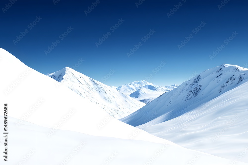 Stunning View of Snow Covered Mountain Peaks under a Clear Blue Sky Majestic Winter Landscape Scene Stunning View of Snow Covered Mountain Peaks under a Clear Blue Sky Majestic Winter Landscape Scene