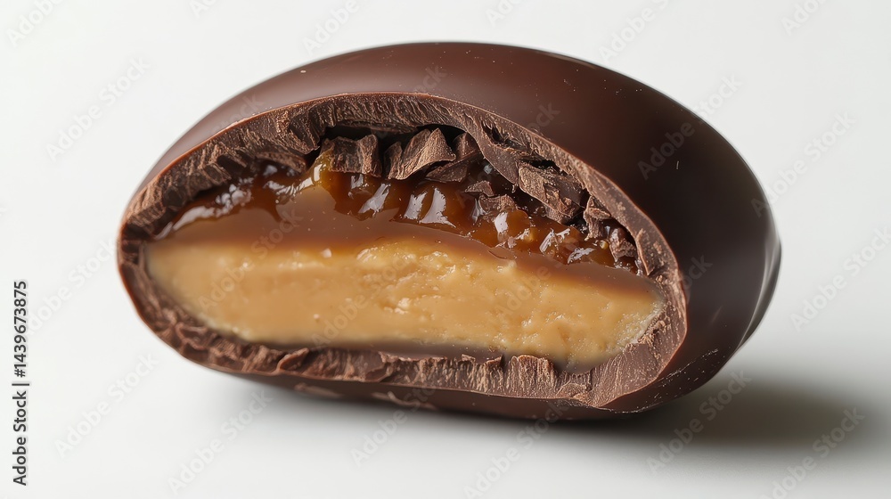 Delicious Chocolate Treat with Creamy Caramel Center and Crunchy Shell