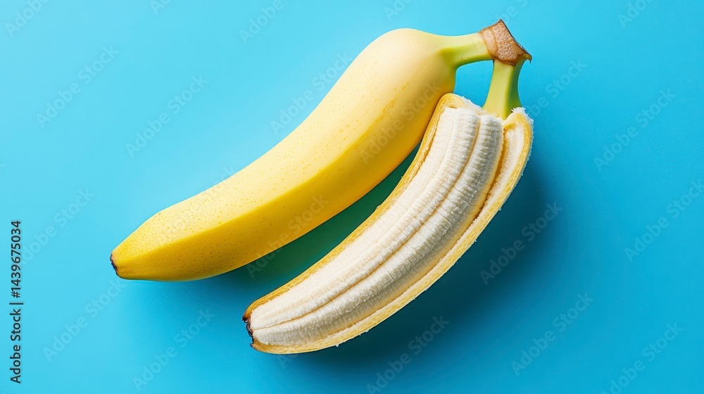 Fresh Ripe Banana on Bright Blue Background Perfect for Stock Photos