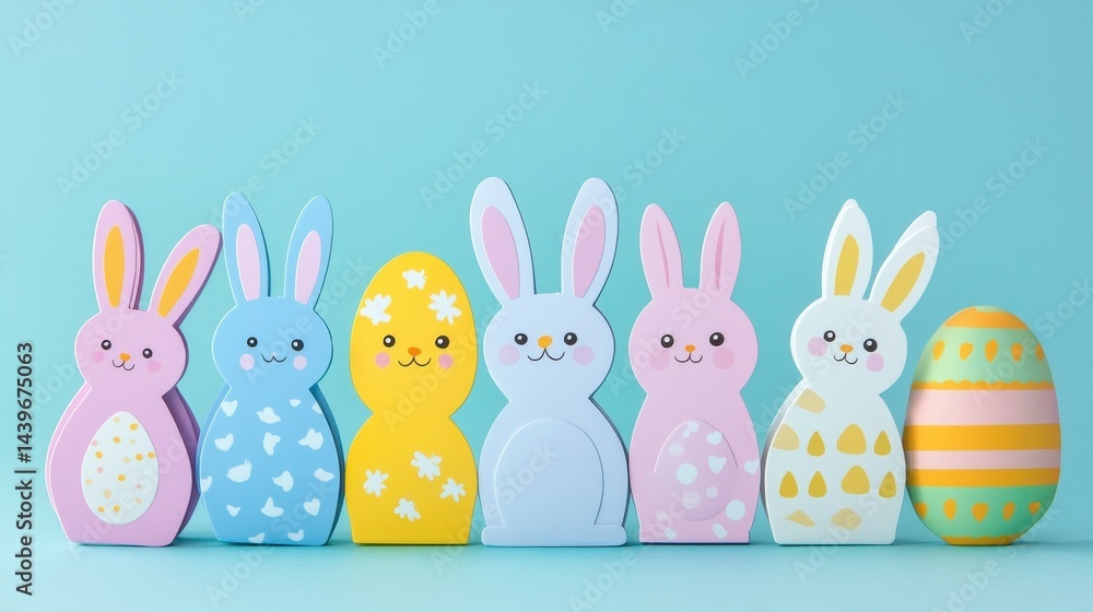 Colorful Wooden Easter Bunny Decorations for Celebration Display