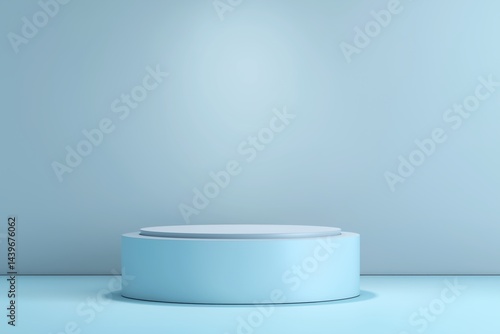 Obraz na płótnie Empty podium, pastel blue backdrop, minimalist w salonie