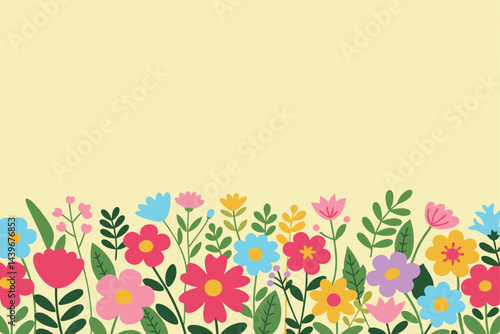 Colorful Spring Flower Border Vector



