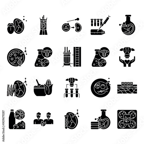 Cellular production black flat icon. Vector isolated element