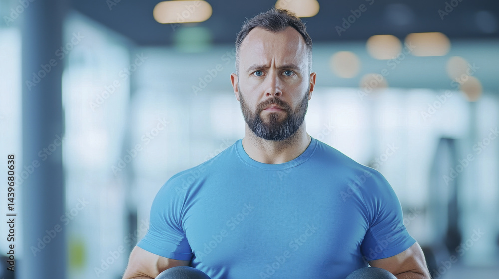 Focused fitness enthusiast lifting weights in modern gym, showcasing strength and determination Focused fitness enthusiast lifting weights in modern gym, showcasing strength and determination