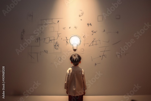 Obraz na płótnie Student Pondering Formulas with Inspiration w salonie